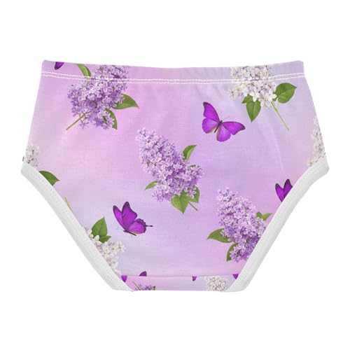 Toddler Girl Panties, Lilac Flowers Purple Butterflies Girls' Cotton Brief Underwear, 2T–8 Years2
