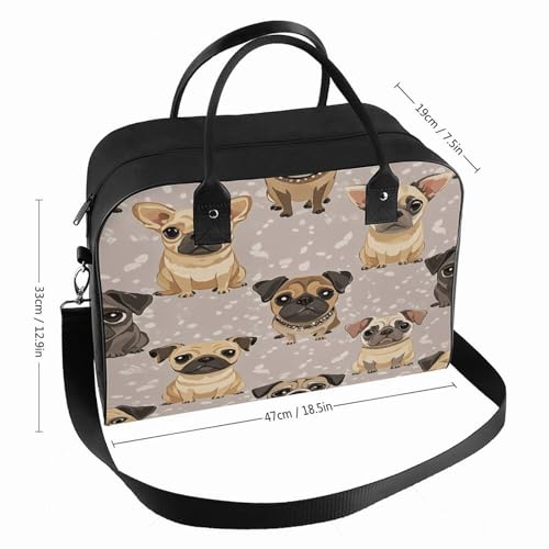 Bolso messenger ajustable grande con patrón de chihuahua y pug miniatura 2