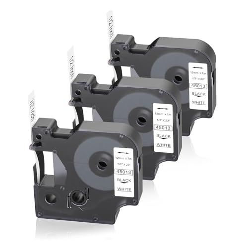 Dymo D1 ���x���e�[�v 45013 S0720530 �����p DYMO ���x�����[�J�[���t�B�� A45013 �u���b�N�I���z���C�g 1/2�C���` x 23�t�B�[�g Dymo LabelManager 160 210D 280 360D 420P 50