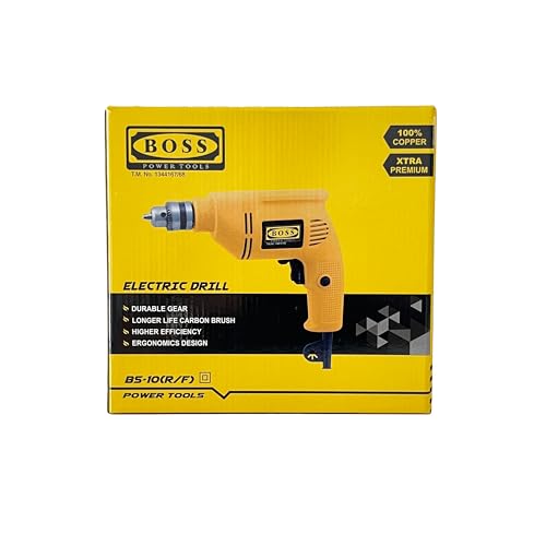 Image of BOSS BS-10(R /F) Electric Drill Machine with Bit Set, 500W, 100% Copper, Chuck 10mm Forward /Reverse Speed Control for Wood, Masonry, Metal Work, 6 Month Warranty