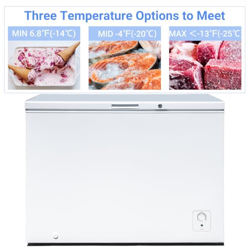 Image of Smad Deep Chest Freezer 14.0 Cu. Ft. Large Freezer with Lock and 3 Removable Baskets, 4 wheels, Adjustable Thermostat, Low Noise, Garage Ready for Home, Kitchen, White