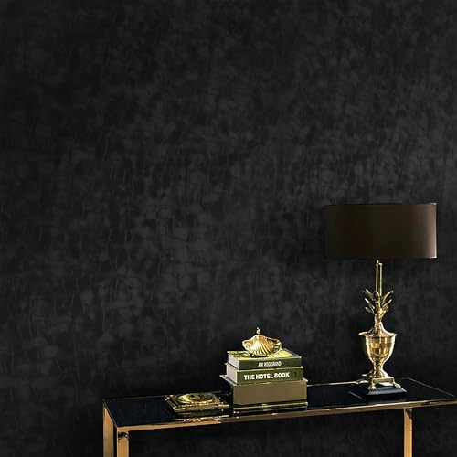 Yasinet Peel and Stick Wallpaper Black Removable Wallpaper Modern Black Embossed Thicken Self Adhesive Textured Contact Paper for Cabinets Walls Waterproof Vinyl Roll 78.7"x 15.7"