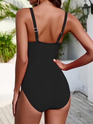 KI LAPHEE One Piece Swimsuits for Women Tummy Control Bathing Suits Modest Swimwear Criss Cross Tapes3