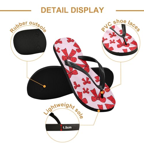 Burbuja Red Bows Flip Flops for Women Men, Soft Thong Sandals Rubber Slippers for Pool Beach Essentials3
