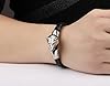 JewelryWe Stainless Steel Mens Punk Wolf Head Cuff Bracelet Bangle with Black Braided Leather #2