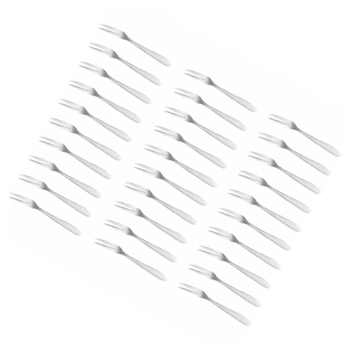 TOPPERFUN 30 pezzi Forchettine Frutta in Acciaio Forchette Dessert Resistenti e Facili da Punta Doppia per Snack e Antipasti Adatte per Feste e Banqueting