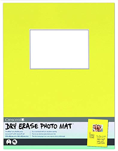 Crescent cartón Co 11 Pulgadas x 14 Pulgadas de borrado en seco Alfombrilla de Fotos Capacidad 10,1 x 15,2 cm Amarillo de Fotos, acrílico, Multicolor, 5 Piezas