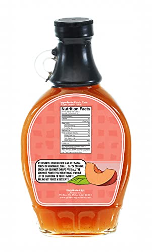 Image of Green Jay Gourmet Peach Syrup - 3 Ingredient Non GMO Fruit Syrup - 8 oz | Non GMO & Preservative Free, Perfect for Breakfast, Pancakes, Waffles, French Toast, Coffee, Drinks & Desserts