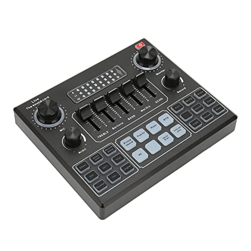 Tarjeta de Sonido en Vivo, Mezclador de Audio Portátil Multifuncional, Consola de Mezcla de Sonido...