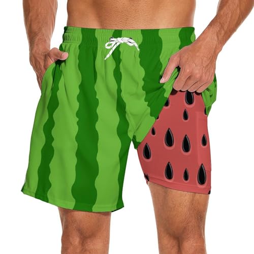 Mens Swim Trunks 7 Inch Inseam with Compression Liner Bathing Suit Swimwear Beach Shorts