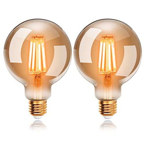 EXTRASTAR Bombillas Vintage Led E27 8W, Lampara Decorativa Retro Edison G80 Bulbo Filamento Tungsteno Blanco cálido 2200K 720Lm  2 pcs