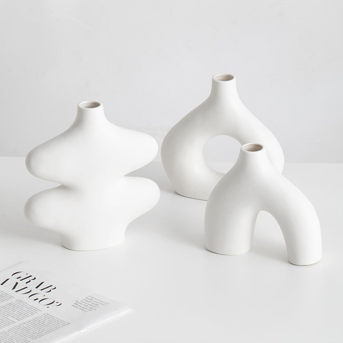 Vases En Céramique Blanche De 20,3 Cm De Haut Pour Décoration De Maison