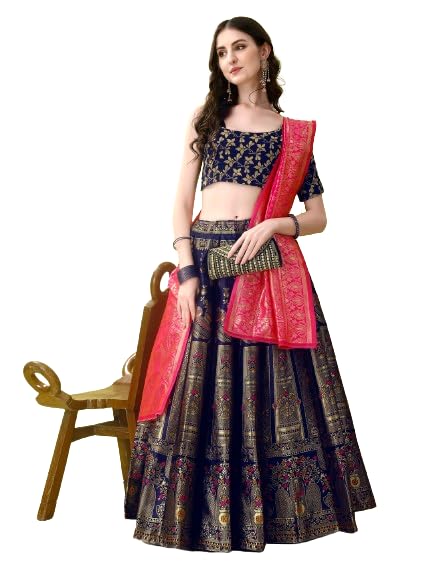 swami studio Women's Jacquard Semi-Stitched Lehenga choli (AK31)-picture-35