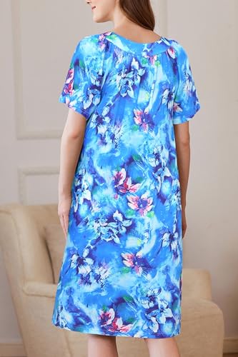 Image of Ekouaer Women Robe Zipper Front Mumu Duster Robes Zip Up Housecoat Soft Sleepwear with Pockets