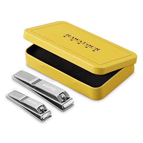 Nail Clippers Set, Ultra Sharp Sturdy Fingernail And Toenail Clipper Cutters With Visibly Tin Case By Hawatour - Stainless Steel #TOP1