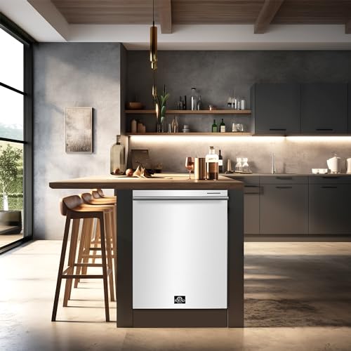 Forno C-FDWBI8067-24WHT 24 Inch Pozzo Dishwasher In White Stainless Steel Antique Brass Handles - Kitchen Dishwasher With Led Display And Touch Control - Energy Efficient Dishwasher thumb #2