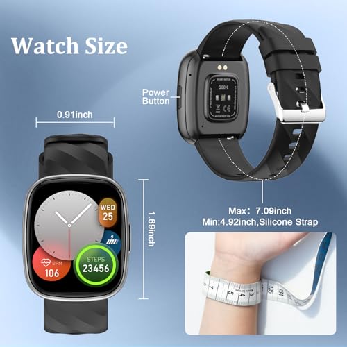 AXYWINBO Kids Smart Watch, IP68 Waterproof Fitness Tracker with 100 Exercise Modes, Heart Rate & Sleep Monitor, Sedentary Reminder, Black2