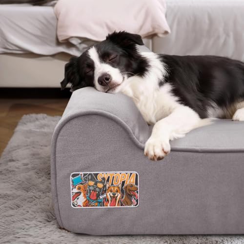 Image of Sytopia Orthopedic Dog Beds for Large Dogs - 7 inch Extra Thick Memory Foam Pet Couch for Senior Dogs and Great Danes with Waterproof Liner & Washable Cover, Nonskid Bottom, 46 inchx28 inchx7 inch, Grey
