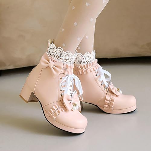 Ankle Boots for Women Gothic Platform Boots Black Steampunk Booties Lace up Chunky Booties Punk Shoes with Zipper2