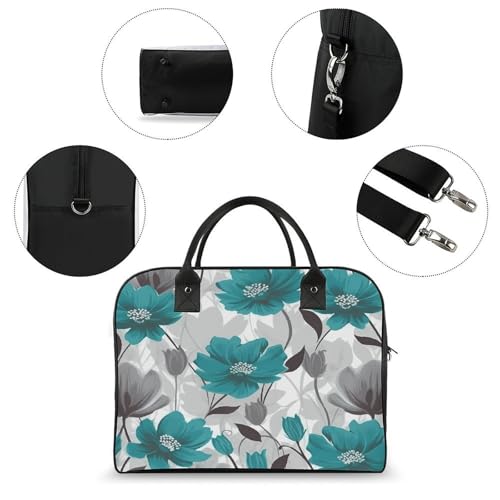 Maletín floral gris y blanco para laptop miniatura 6