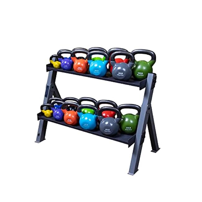 Body-Solid (GDKR100B) 3-Tier Kettlebell Rack - Compact, Durable Kettlebells Weight Stand for Home Gym, Fits 5-80 lb. Kettle bells