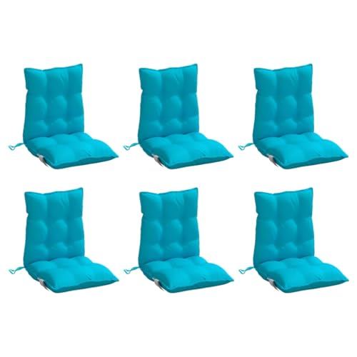 vidaXL Lot de 6 Coussins de Chaise à Dossier Bas, Galette de Siège Imperméable, Coussin d'Extérieur Anti-Glissement Jardin Terrasse, Turquoise