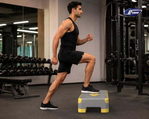 Image of Adjustable Aerobic Stepper Platform | Non-Slip Exercise Step Board for Cardio, Home Gym, Strength Training & Workout | Height Adjustable Fitness Step Bench
