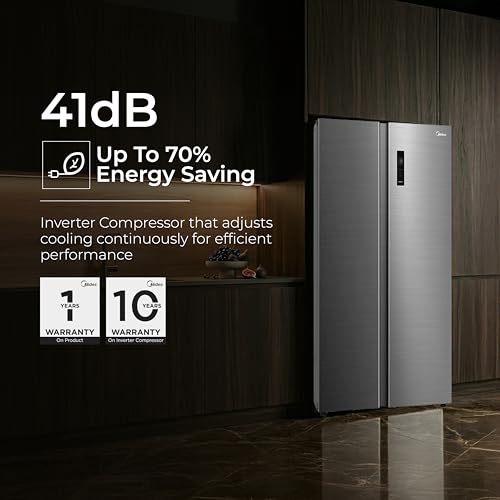 Image of Midea 563 L French Door Refrigerator, Inverter Compressor, Multi Air Flow Cooling, Digital Display (Portable Ice Maker, Frost Free, Energy Efficient, Large Capacity, Family Use)