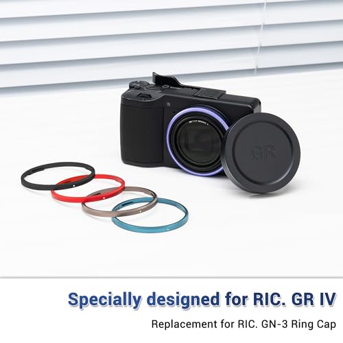 Anillo Decorativo Azul para Lente JJC para Cámara Digital Ricoh GR IV HDF Monocromo, Reemplaza la Tapa de Anillo GN-3, Protege el Barril del Objetivo, Duradero y Ligero miniatura 3