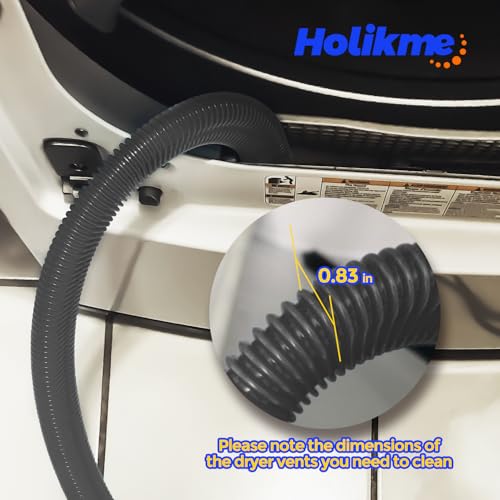 Image of Holikme Dryer Vent Cleaner Kit, Vacuum Hose Attachment, 2-Piece, Black