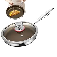 Poêle à Frire En Titane 30 Cm Avec Couvercle – Antiadhésive, Compatible Induction, Poignée Isolée, Idéale Pour œufs, Crêpes, Grillades