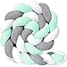 LOVEXIN Treccia Paracolpi Lettino 3 Fili Intrecciato Tessute a Mano Cuscino per Allattamento Intrecciato Anti collisione per la Camera Bambini, Morbido Cuscino Decorativo Intrecciato,P,1.5M