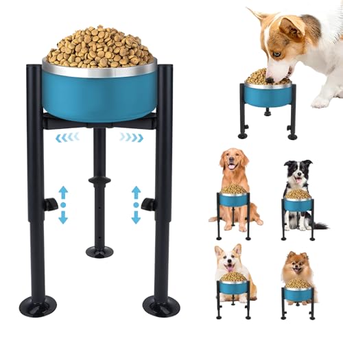QUMENEY Ciotola Rialzata per Cani con 4 Altezze Regolabili 6-10 Pollici, Larghezza Singola Sollevata, Alimentatore per Animali Domestici, Supporto per Piccoli e Medi