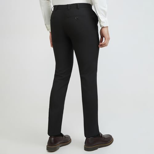 Image of Raymond Men Slim Fit Solid Pattern Poly Viscose Blend Flat Front Formal Trouser