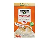 Clover Valley Sugar Free Hazelnut Coffee Creamer- 12 On-The-Go Sticks- 1 Package- Non Dairy-Creamy Drink Treat
