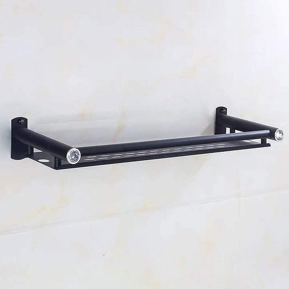 FGXHHS Black Aluminum Towel Rail,Wall Mounted Self Adhesive Rack with Waterproof Rust Proof,Matte Bathroom Holder for Restaurant Hotel Kitchen Toilet,50cm,B (40cm A)