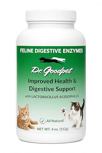 Dr. Goodpet Feline Digestive Enzymes with Probiotics & Prebiotics – Daily Digestive Support Powder for Cats – Promotes Cat Digestion, Nutrient Absorption & Healthy Stool – Vegan