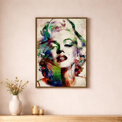 Image of Modern Pop Art Woman Portrait Framed Canvas Painting For Living Room | Abstract Graffiti Female Face Wall Art For Livingroom Wall Decor, Home Decor, Bedroom, Hallway's, Office, Hotel - 43x58 cm