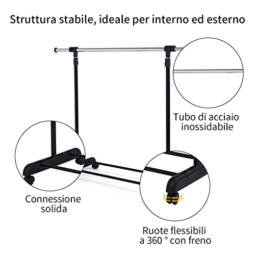 DREAMADE Appendiabiti Regolabile con Rotelline