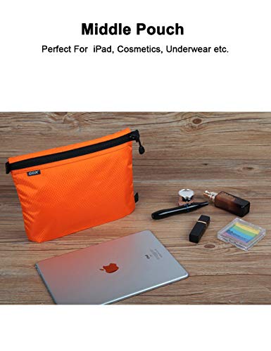 GOX 3 Pack Travel Toiletry Bag for Men Carry On Packing Organizer Zipper Pouch Portable Cosmetic Pouch Accessory Document Electronics (Orange)3