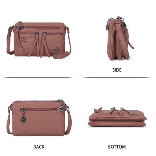 Image of Angel Kiss Small Crossbody Bag for Women Leather Crossbody Purse Triple Compartments Cell Phone Purse Shoulder Bags for Women