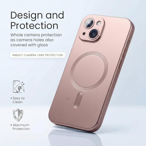 Image of amazon basics Premium Mag-Safe Case for iPhone 16 | Shockproof & Anti-Scratch Cover | Soft Silicone with Wireless Charging | Camera Lens Guard - Rose Gold