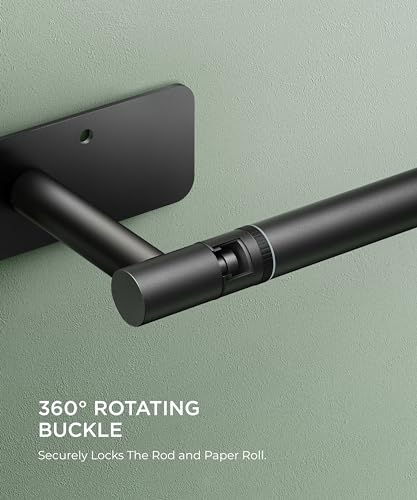 Image of FORIOUS Paper Towel Holder Under Cabinet, Wall Mount or Self Adhesive Pivoting Commercial Towel Paper Roll Holder Dispenser Stick On Bar Sinks, Matte Black