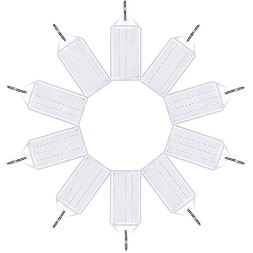 Tatuo 100 Pieces White Tough Plastic Key Tags with Split Ring Label Window Id Luggage Tag Key Ring Key Chain2