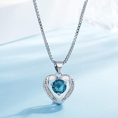 Women Natural Amethyst Heart Shaped Silver Necklace Clavicle Chain Topaz Pendant Under 5 Dollars Best Valentine's Festival Gifts for Girlfriend