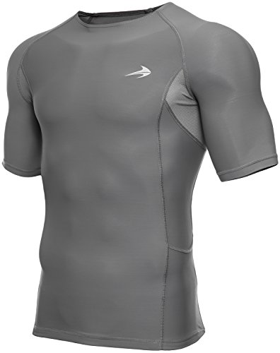 CompressionZ Men's Short Sleeve Compression Shirt - Athletic Base Layer Gray