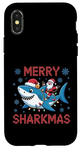 Merry Sharkmas T^V[N ʔ zf[ NX}X AO[Z[^[ X}zP[X iPhone X/XS p