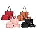 T TOOYFUL 4 Set Damen 4 in 1 PU Tote Bag Handtasche Umhängetasche (Rot&Schwarz&Pink&Braun)