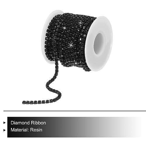 Cadena de diamantes de imitación de cristal de 4 mm negra para manualidades DIY 4