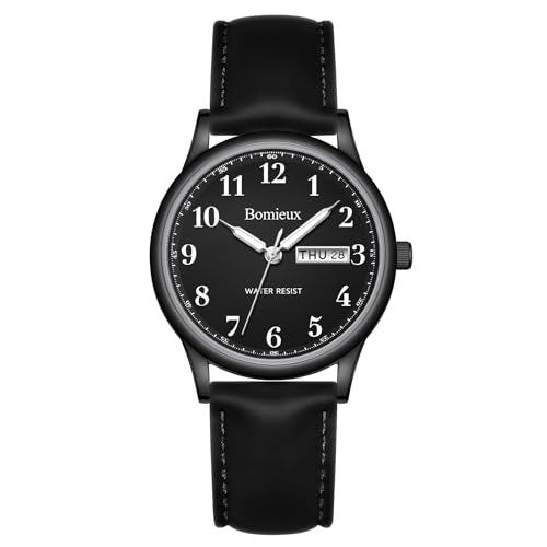 VTAIGE Watches for Men, Business Casual Mens Watch, Waterproof Quartz Watch with Leather Strap, Luminous Hands, Date & Day Display, Business Dress Watch - Best Gift for Men